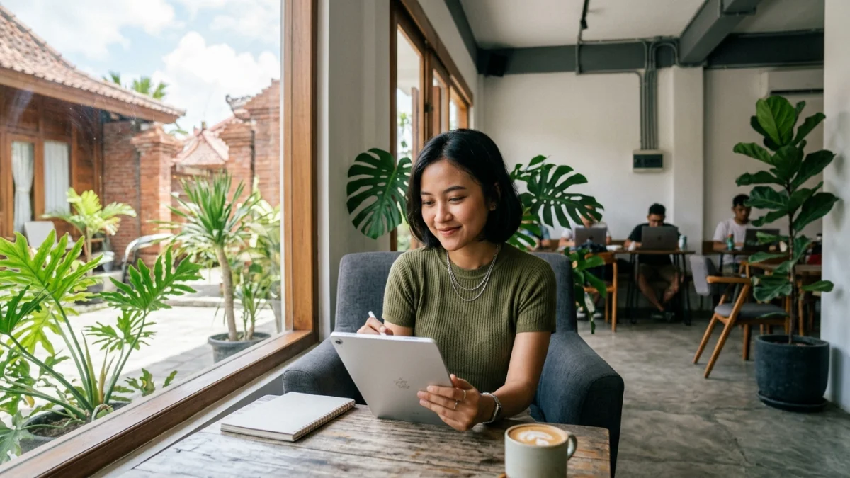 Ilustrasi pencari kerja menemukan lowongan melalui platform LokerBWI